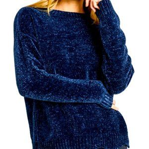 H&M Chenille Dark Blue Sweater